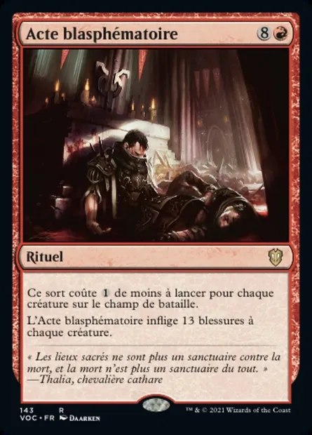 Acte blasphématoire, carte Magic VOC 143 — extension Crimson Vow Commander