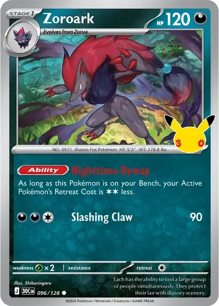 Zoroark, Pokémon card 30C 096 — 30th Celebration set