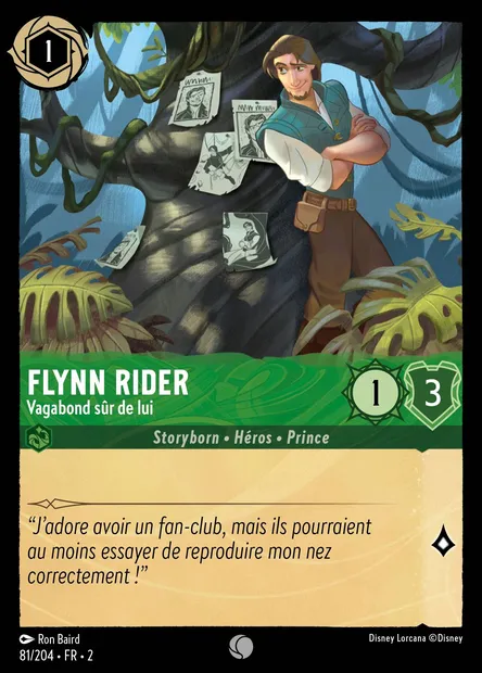 Flynn Rider - Vagabond sûr de lui, carte Disney Lorcana CH2-081 — extension L'Ascension des Floodborn