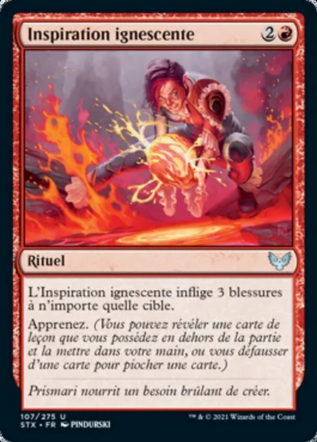 Inspiration ignescente, carte Magic STX 107 — extension Strixhaven: l'Académie des Mages