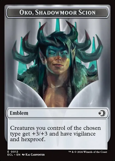 Oko, Shadowmoor Scion Emblem, carte Magic TECL 12 — extension Lorwyn Eclipsed Tokens