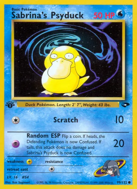 Sabrina's Psyduck, carte Pokémon GC 99 — extension Gym Challenge