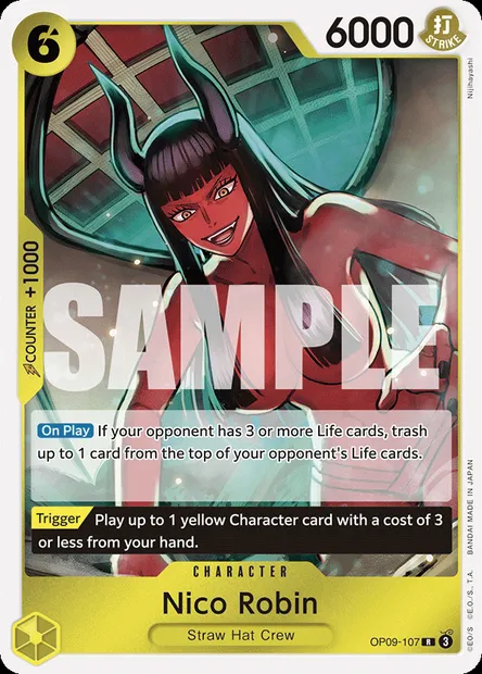 Nico Robin, One Piece card OP09-107 — EMPERORS IN THE NEW WORLD set