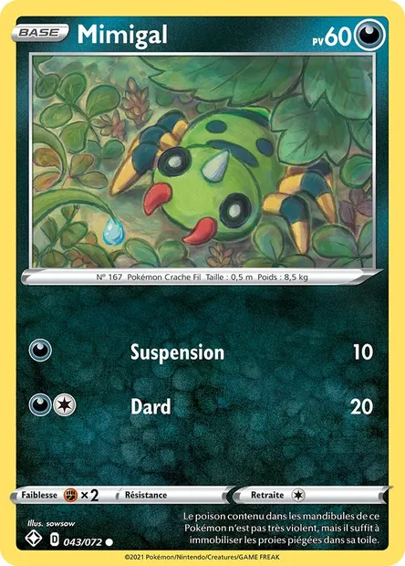 Mimigal, carte Pokémon SHF 43 — extension Destinées Radieuses