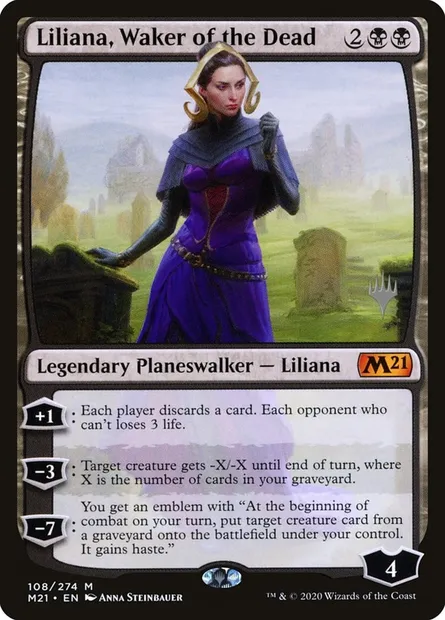 Liliana, éveilleuse des morts, carte Magic PM21 108p — extension Core Set 2021 Promos