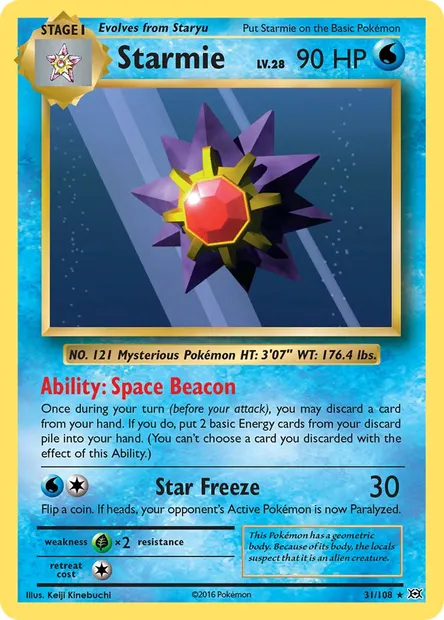 Starmie, Pokémon card EVO 31 — Evolutions set