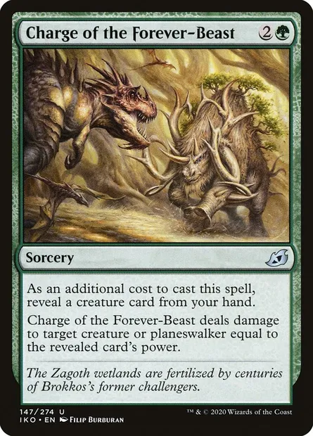 Charge of the Forever-Beast, Magic card IKO 147 — Ikoria: Lair of Behemoths set