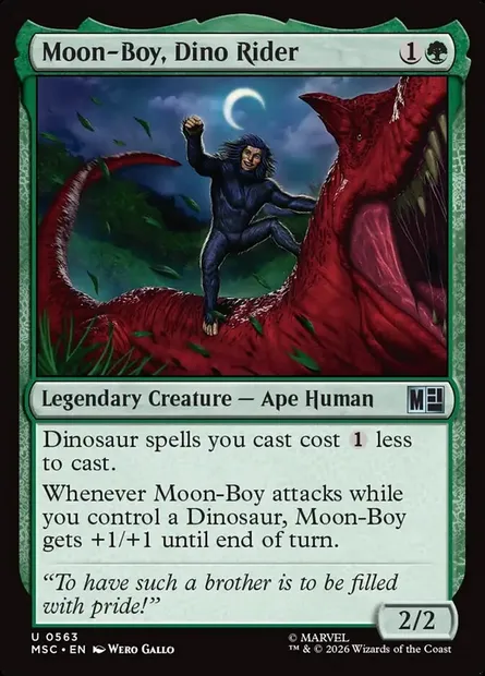 Moon-Boy, Dino Rider, Magic card MSC 563 — Marvel Super Heroes Commander set