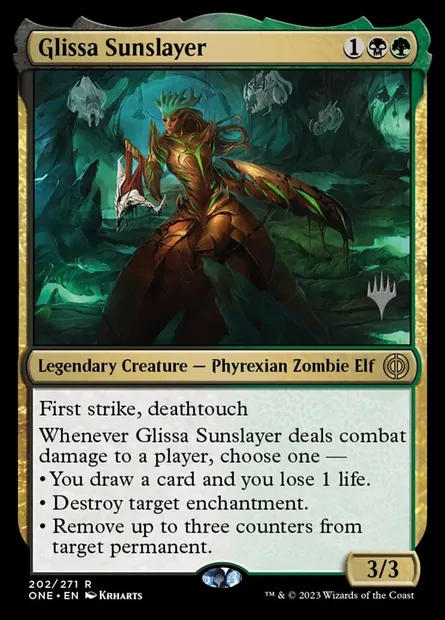 Glissa Sunslayer, Magic card PONE 202p — Phyrexia: All Will Be One Promos set