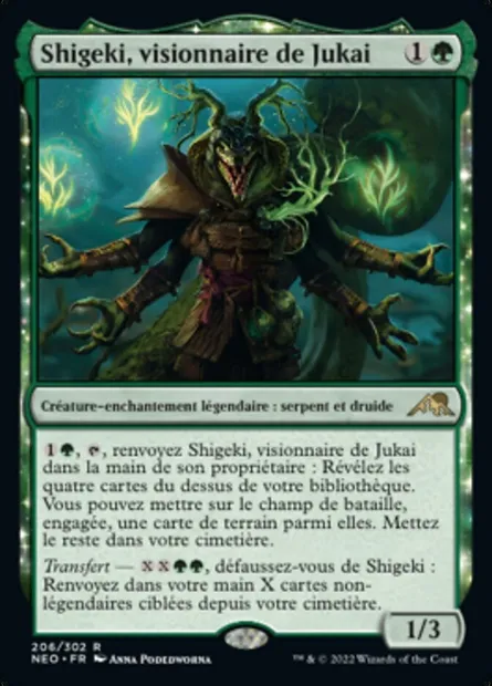 Shigeki, visionnaire de Jukai, carte Magic NEO 206 — extension Kamigawa: La Dynastie Néon