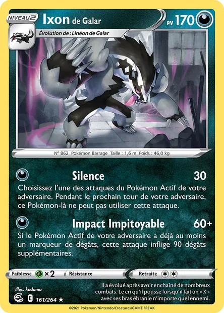 Ixon de Galar, carte Pokémon FST 161 — extension Poing de Fusion