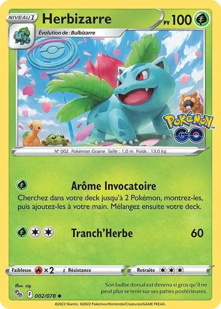 Herbizarre, carte Pokémon PGO 002 — extension Pokémon GO