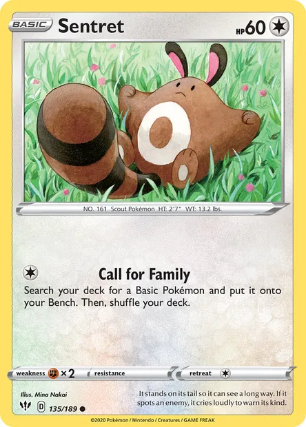 Sentret, Pokémon card DAA 135 — Darkness Ablaze set