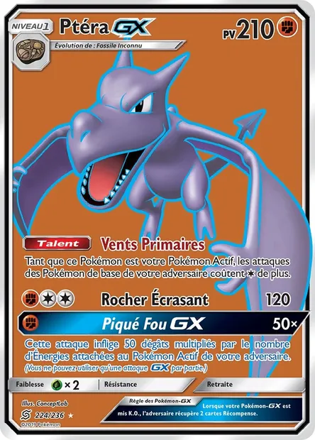 Ptéra GX, carte Pokémon UNM 224 — extension Harmonie des Esprits