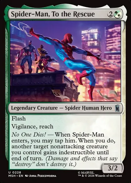Spider-Man, To the Rescue, Magic card MSH 228 — Marvel Super Heroes set