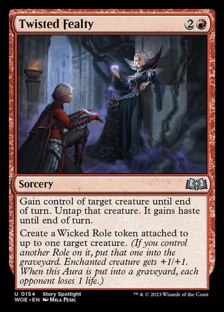 Twisted Fealty, Magic card WOE 154 — Wilds of Eldraine set