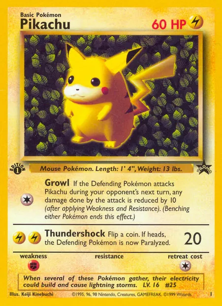 Pikachu, carte Pokémon WP 1 — extension Wizards Black Star Promos