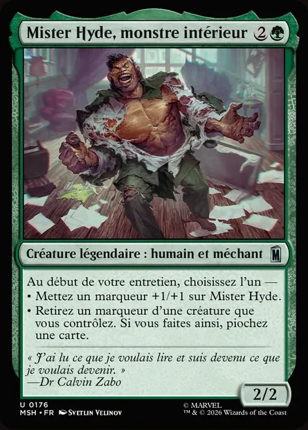 Mister Hyde, monstre intérieur, carte Magic MSH 176 — extension Marvel Super Heroes