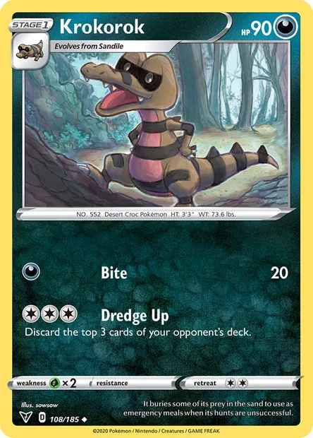 Krokorok, Pokémon card VIV 108 — Vivid Voltage set