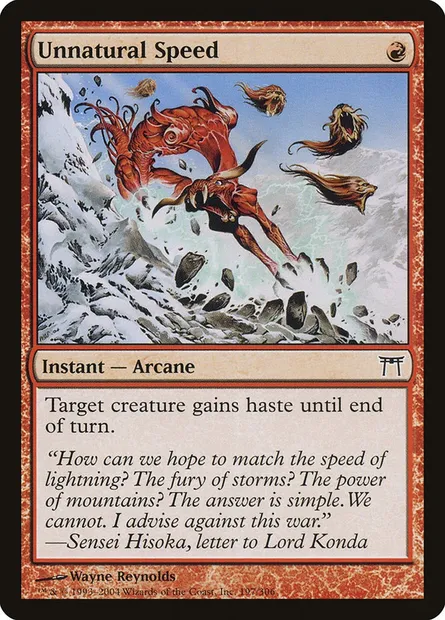 Vitesse anormale, carte Magic CHK 197 — extension Guerriers de Kamigawa