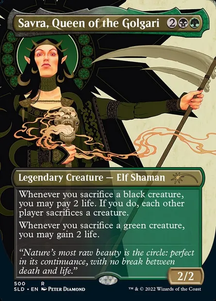 Savra, Reine des Golgari, carte Magic SLD 500 — extension Secret Lair Drop