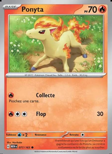 Ponyta, carte Pokémon MEW 077 — extension 151