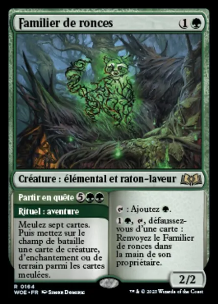 Familier de ronces // Partir en quête, carte Magic WOE 164 — extension Wilds of Eldraine