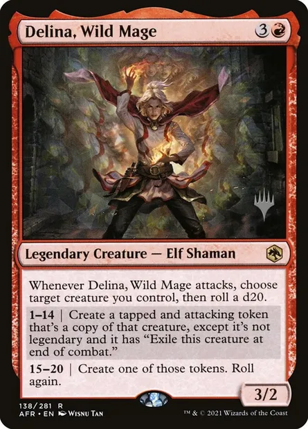 Delina, Wild Mage, Magic card PAFR 138p — Adventures in the Forgotten Realms Promos set
