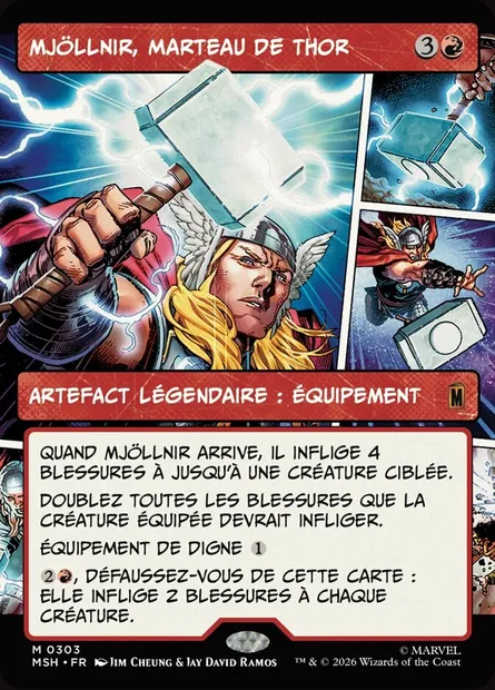 Mjöllnir, marteau de Thor, carte Magic MSH 303 — extension Marvel Super Heroes
