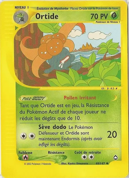 Ortide, carte Pokémon AQ 49 — extension Aquapolis