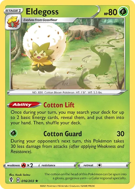 Eldegoss, Pokémon card EVS 16 — Evolving Skies set