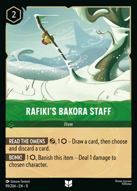Rafiki's Bakora Staff, Disney Lorcana card CH11-099 — Winterspell set