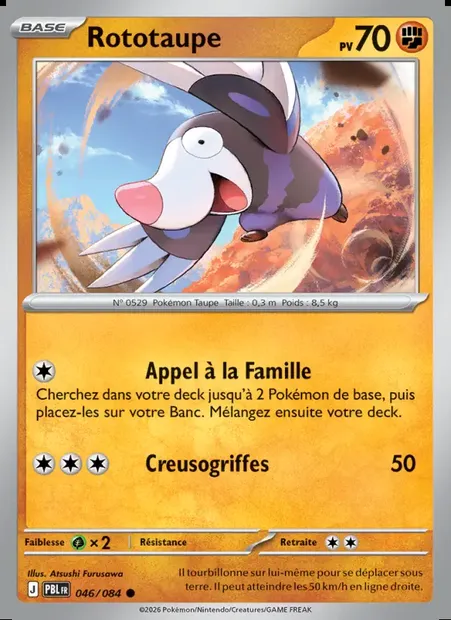 Rototaupe, carte Pokémon PBL 046 — extension Nuit Noire