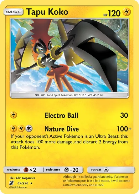 Tapu Koko, Pokémon card UNM 69 — Unified Minds set