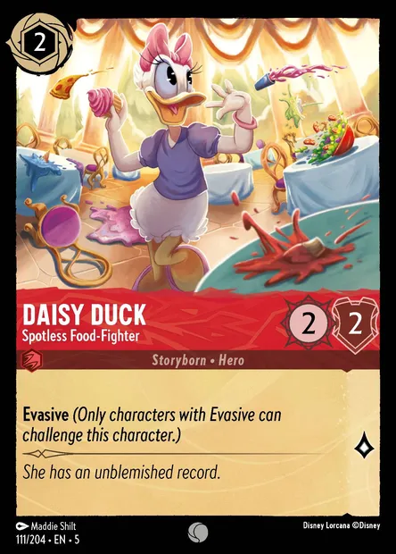 Daisy Duck - Spotless Food-Fighter, Disney Lorcana card CH5-111 — Shimmering Skies set