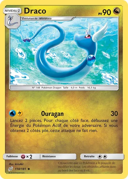 Draco, carte Pokémon TEU 118 — extension Duo de Choc