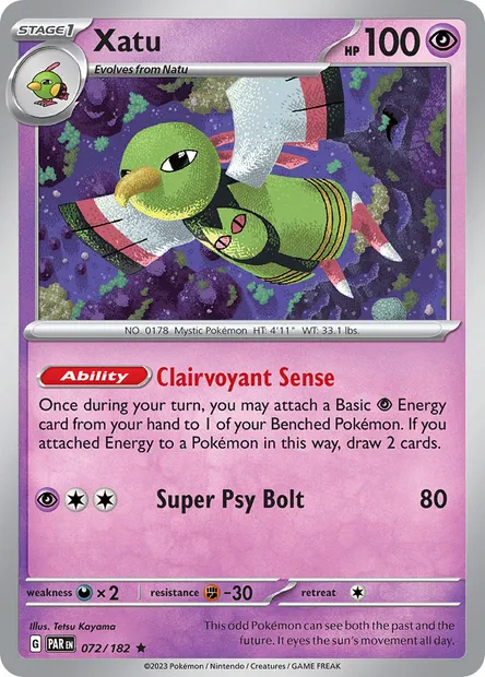 Xatu, Pokémon card PAR 072 — Paradox Rift set
