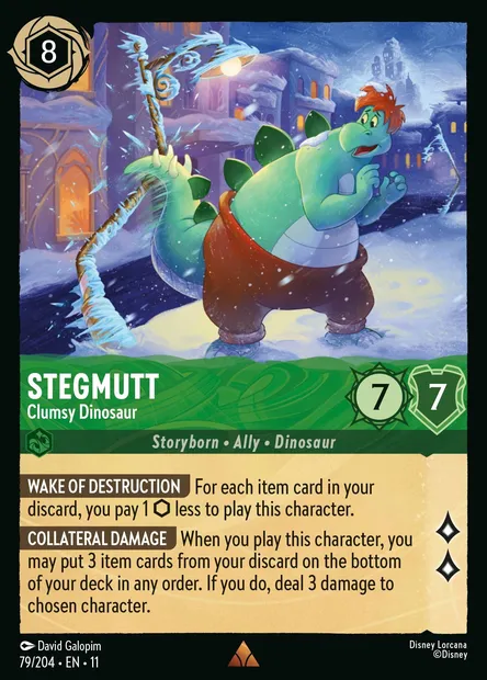Stegmutt - Clumsy Dinosaur, Disney Lorcana card CH11-079 — Winterspell set