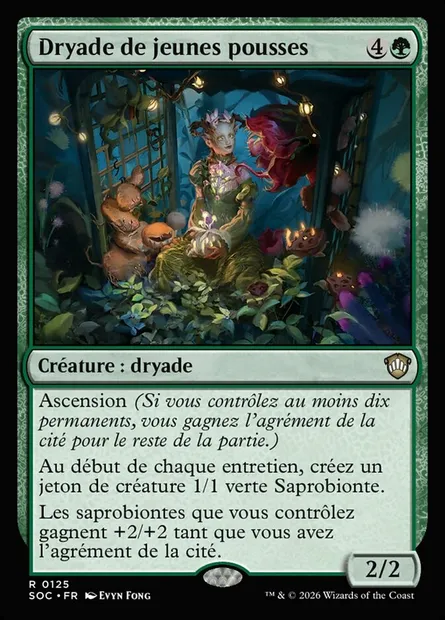 Dryade de jeunes pousses, carte Magic SOC 125 — extension Secrets of Strixhaven Commander