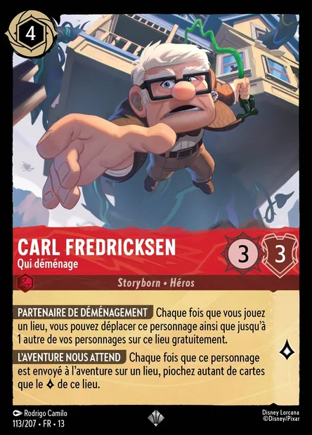 Carl Fredricksen - Qui déménage, carte Disney Lorcana CH13-113 — extension Invasion Epineuse!
