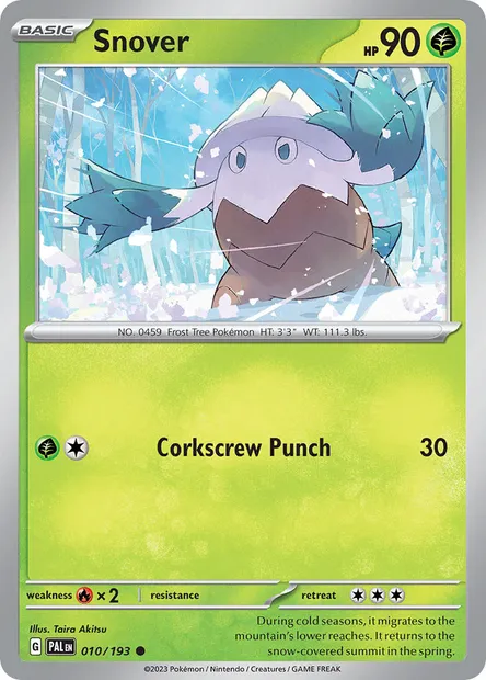 Snover, Pokémon card PAL 010 — Paldea Evolved set