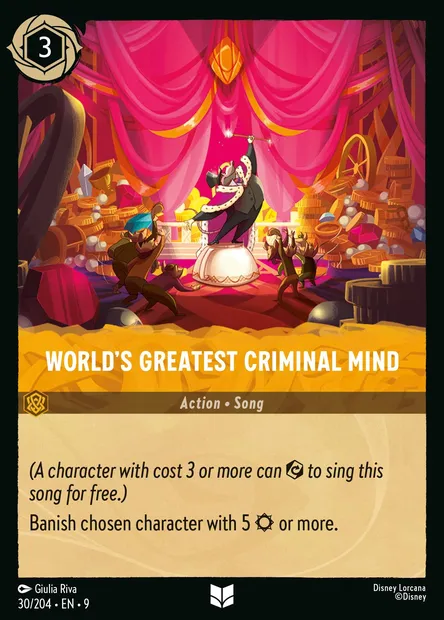 World's Greatest Criminal Mind, Disney Lorcana card CH9-030 — Fabled set