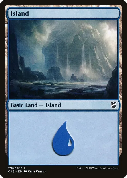 Island, Magic card C18 296 — Commander 2018 set