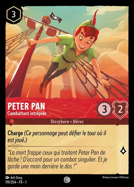 Peter Pan - Combattant intrépide, carte Disney Lorcana CH1-119 — extension Premier Chapitre