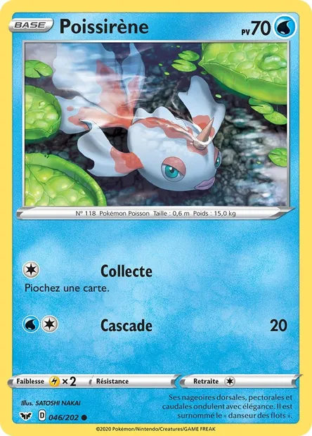Poissirène, carte Pokémon SSH 46 — extension Épée et Bouclier