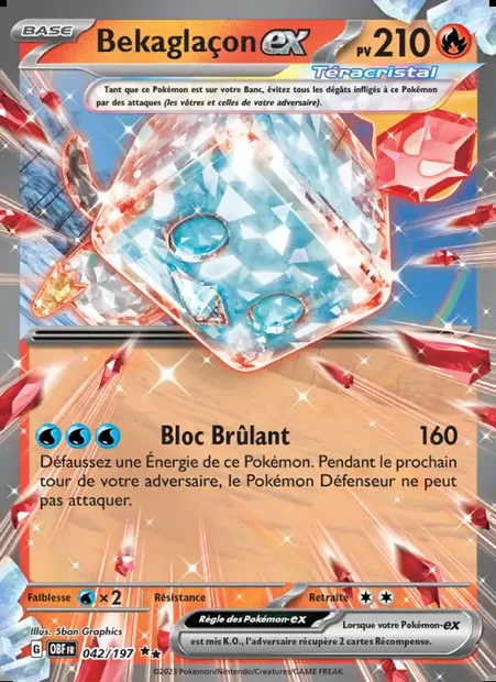 Bekaglaçon-ex, carte Pokémon OBF 042 — extension Flammes Obsidiennes