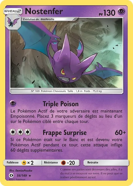 Nostenfer, carte Pokémon SUM 56 — extension Soleil et Lune