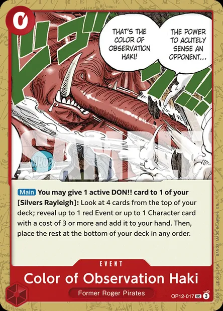 Color of Observation Haki, One Piece card OP12-017 — LEGACY OF THE MASTER set