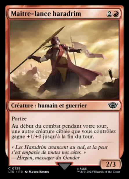 Maître-lance haradrim, carte Magic LTR 135 — extension Le Seigneur des Anneaux : chroniques de la Terre du Milieu