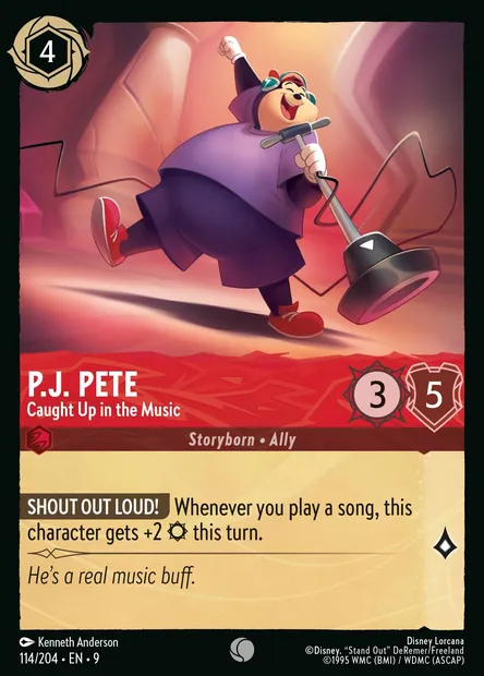 P.J. Pete - Caught Up in the Music, Disney Lorcana card CH9-114 — Fabled set